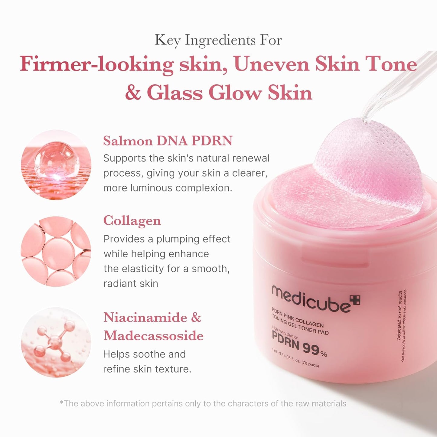 HOTmedicube Toner Pads Salmon DNA PDRN Pink Collagen Jelly Pad | Korean Gel Toner Pad | Niacinamide, Madecassoside, Retinol | Soothing, Radiance, Uneven Skin Tone | Korean Skin Care | 70 Pads (1 Pack)