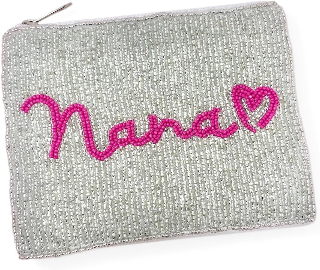 HOTNANA Beaded Coin Purse Pouch, Gifts for Grandma, Small Wallets, Nana Gifts, Beaded Pouch Purse, Birthday Mothers Day Gift