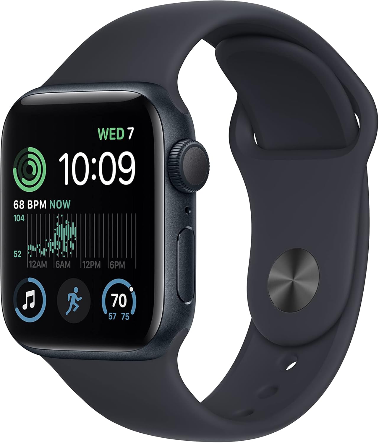 HOTApple Watch SE (2nd Gen) (GPS, 40mm) - Midnight Aluminum Case with Midnight Sport Band, S/M (Renewed)