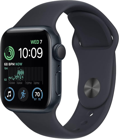 HOTApple Watch SE (2nd Gen) (GPS, 40mm) - Midnight Aluminum Case with Midnight Sport Band, S/M (Renewed)