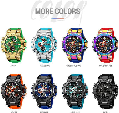 HOTfindtime Mens Watches Sports Outdoor Watch for Men Designer Large Face Military Men's Wristwatches with Date Week Alarm LED Waterproof Stopwatch