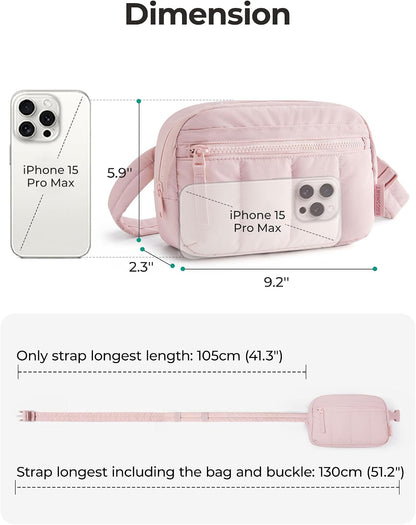 HOTBAGSMART Fanny Packs for Women Cross Body, Quilted Puffy Belt Bag with Pockets, Fashion Waist Packs for Traveling Hiking Black