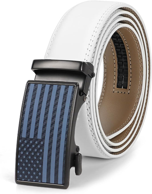HOTSANSTHS Men's Belts Leather Ratchet Dress Belts for Men with Adjustable Slide Buckle in Gift Box