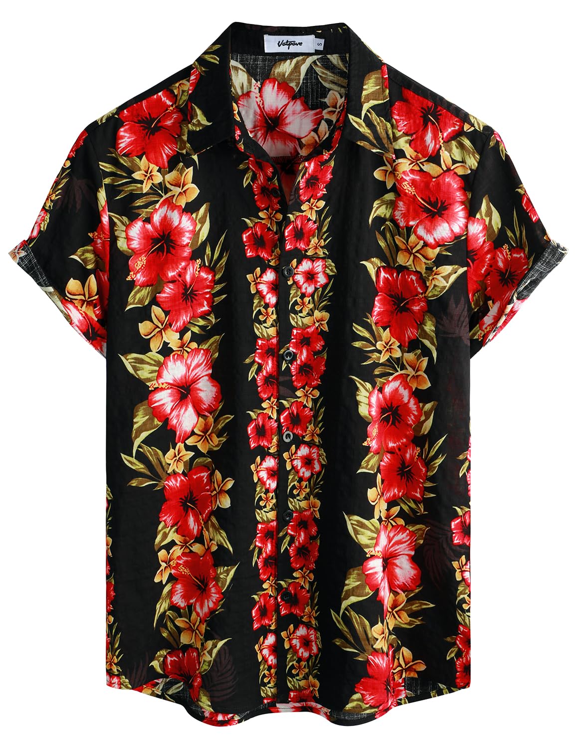 HOTVATPAVE Mens Casual Short Sleeve Button Down Shirts Regular Fit Hawaiian Summer Shirt