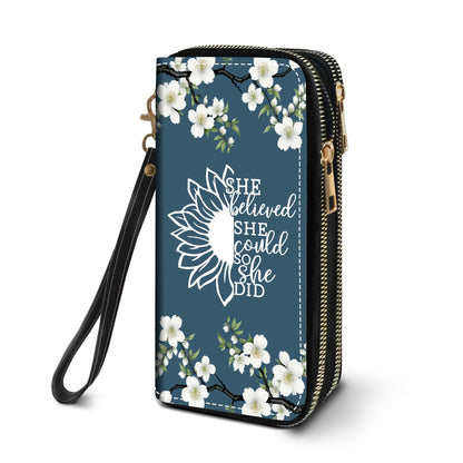 HOTWomen's Large Capacity Wallet PU Leather Double Zipper Clutch Purse Multifunctional Wallet with Removable Wristlet Strap for Smart Phone/Coin/Card/Cash, Floral Quotes Bible Verse Philippians 4-13