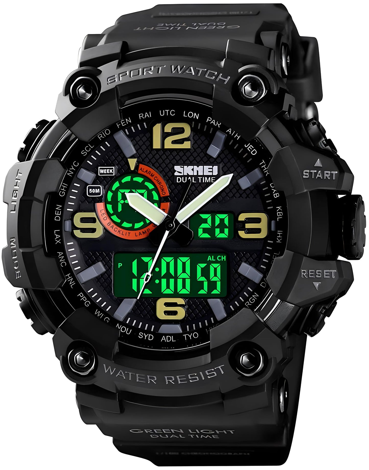 HOTGosasa Men's Large Face Outdoor Sports Watches Military S-Shock Watch Waterproof, Backlight, Alarm, Stopwatch Features - Rugged Wristwatch for Training, Hiking, and Adventure