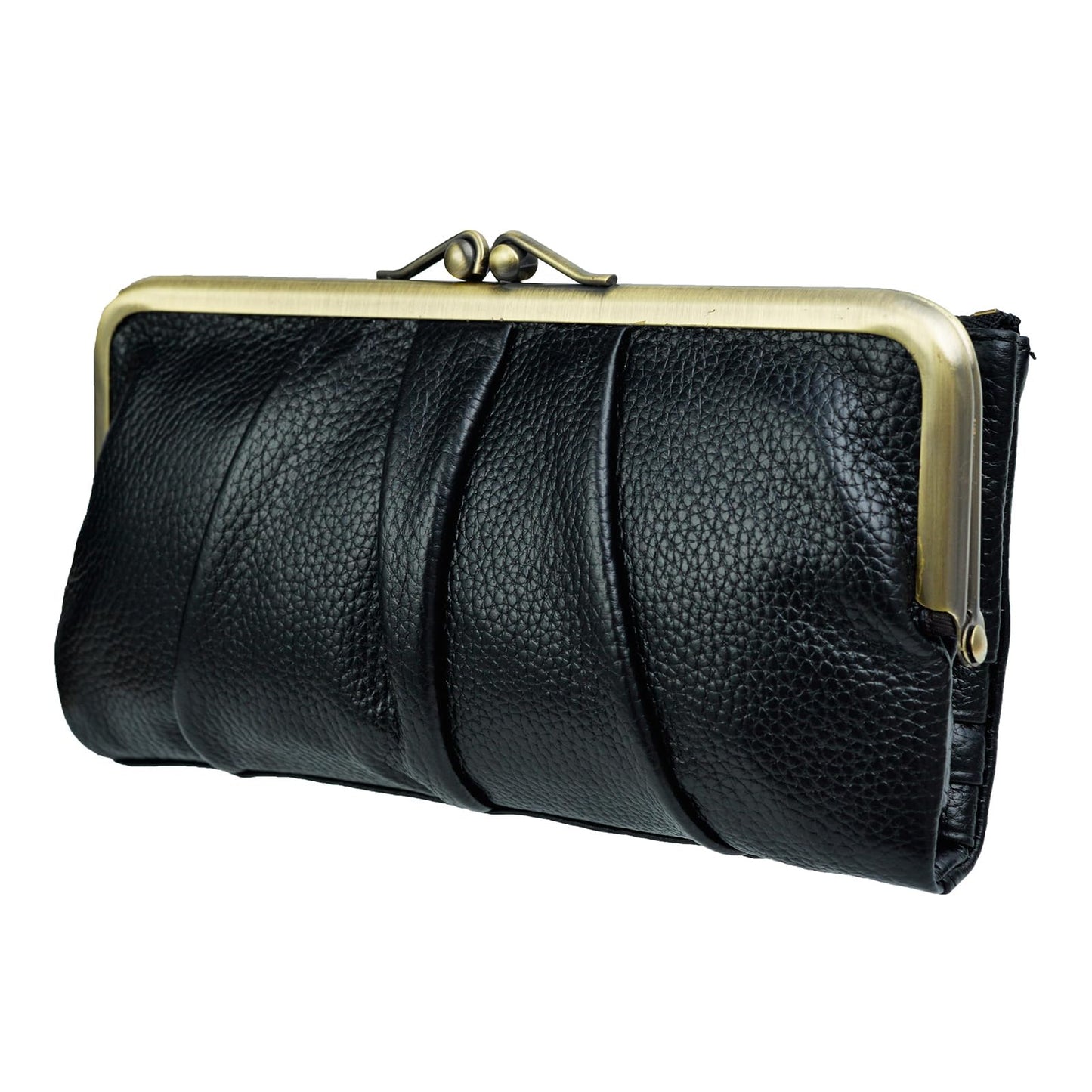 HOTEASTNIGHTS Soft Leather Wallets for Women Compact Bifold RFID Clutch Wallet Ladies Coin Purse with Zipper and Kiss Lock