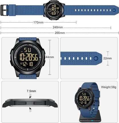 HOTGOLDEN HOUR Ultra-Thin Minimalist Sports Waterproof Digital Watches Men with Wide-Angle Display Rubber Strap Wrist Watch for Men Women