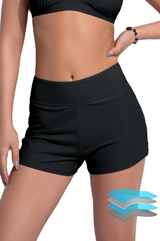 HOTBeautikini Period Swimwear Menstrual Leakproof Swim Shorts Quick Dry 3" High Waist Bathing Suit Bottoms for Teen Girls Women