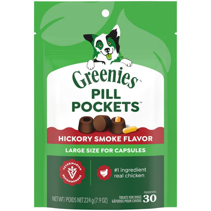 HOTGreenies Pill Pockets Large Size Dog Treats, Chicken, 15.8 oz | Vet-recommended, Capsule size, real chicken flavor, low calorie, stress- and mess-free, natural ingredients, no fillers