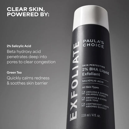 HOTPaula's Choice SKIN PERFECTING 2% BHA Liquid Exfoliant with Salicylic Acid, Facial Polish for Pores, Wrinkles & Fine Lines, Suitable for Blackhead-Prone Skin, Fragrance-Free
