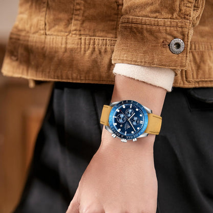 HOTLN LENQIN Mens Watches Leather Watch Analog Quartz Watch for Men Luminous Luxury Fashion Business Casual 30M Waterproof Men's Wrist Watches with Date