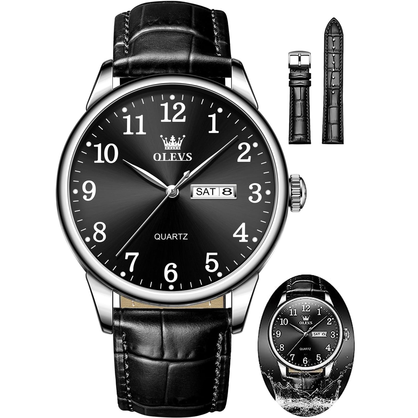 HOTOLEVS Watch Men Mens Watches Watches for Men Leather Band Classic Brown Leather Watch Men, Analog Watch Men, Black Mens Leather Watch, Dress Waterproof Large Face Mens Watch,Relojes para Hombres Watch