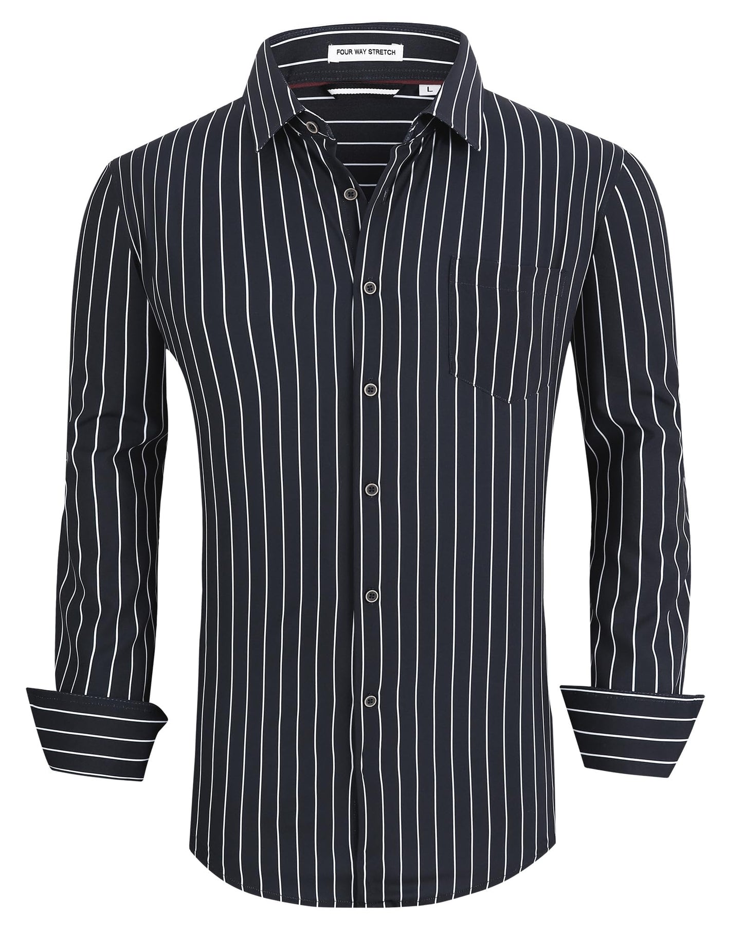 HOTAlex Vando Mens Wrinkle Free 4-Way Stretch Print Business Casual Shirt | Wrinkle resistant, Machine washable, Classic check Pattern, True-to-size cut, Business & Daily, Easy outfit pairing