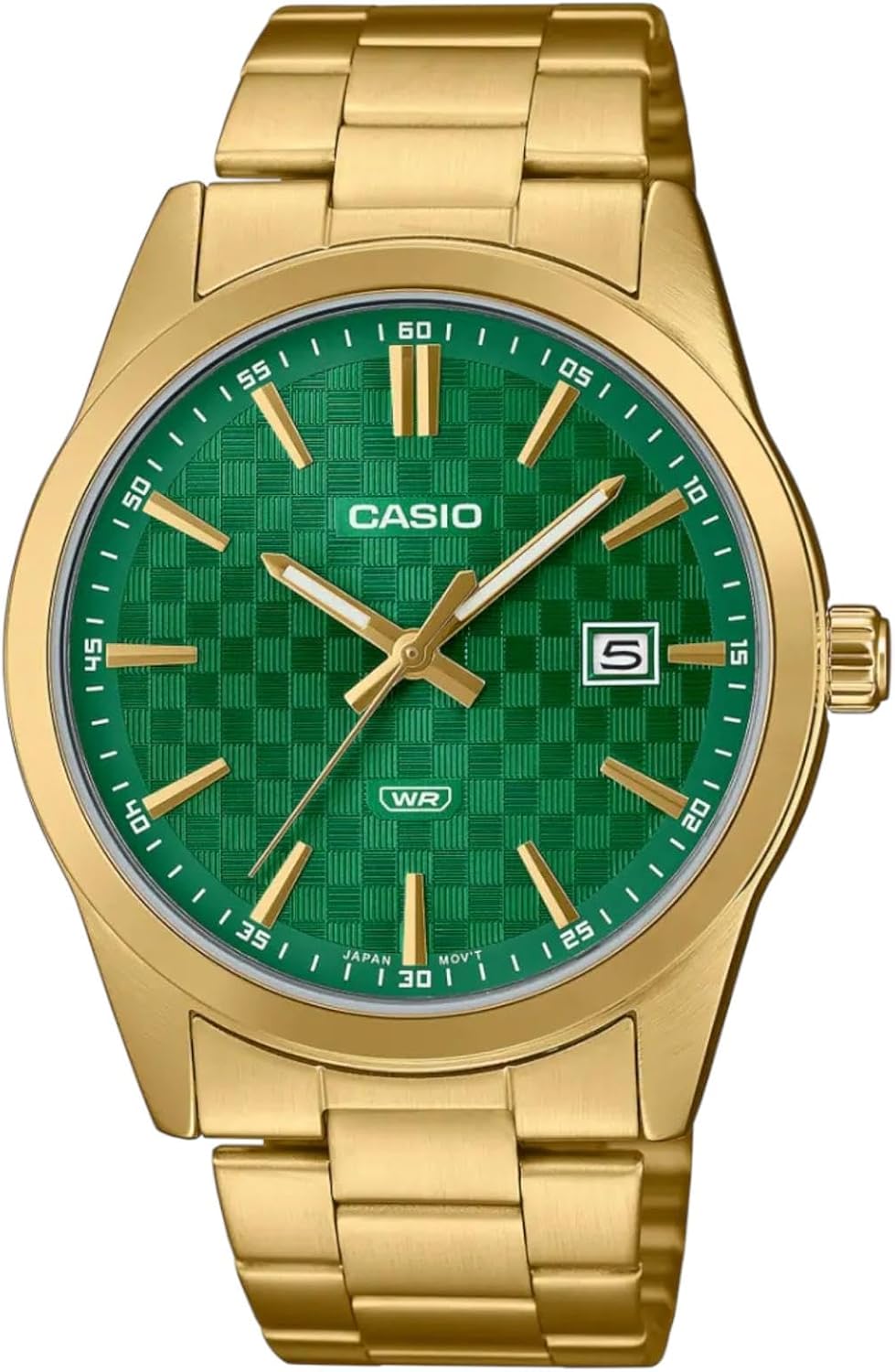 HOTCasio MTP-VD03G-3A Men's Standard Gold Tone Stanless Steel Green Dial 3-Hand Analog Watch
