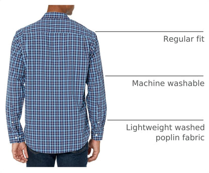 HOTAmazon Essentials Men's Regular-Fit Long-Sleeve Casual Poplin Shirt, Button Front, Business Casual, Collared