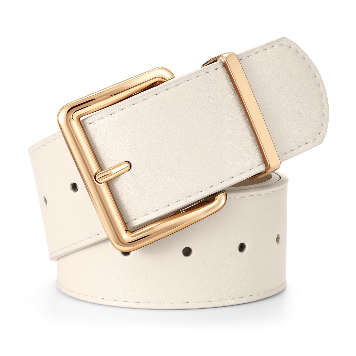 HOTWERFORU Women Wide Belt for Dresses Thick Leather Belt with Big Gold Buckle Fahion Women Chunky Belt