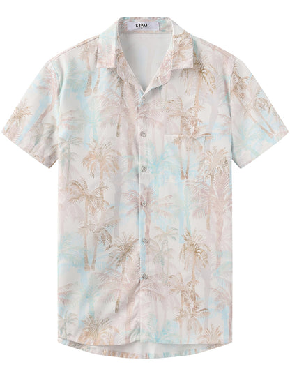HOTKYKU Hawaiian Shirt for Men: Beach Vacation Summer Short Sleeve Button Down Mens Shirts Casual Stylish