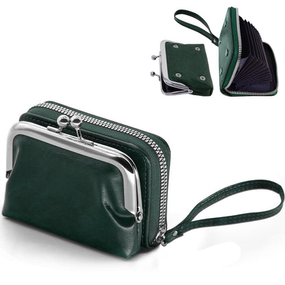 HOTDetachable 2 in 1 Genuine Leather Wallet for Women Credit Card Holder with Zipper Coin Purse (Wine Red2)