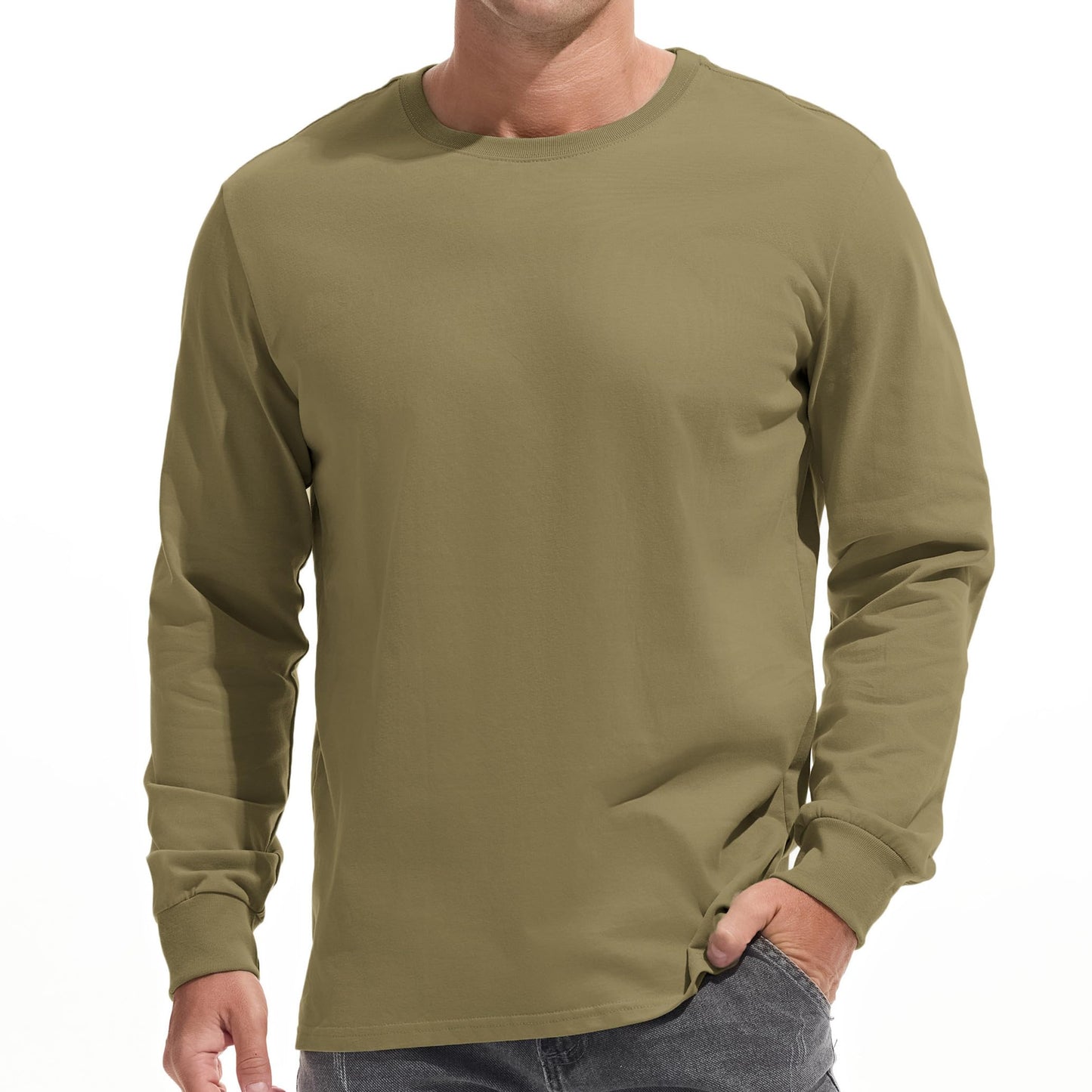HOTVEIISAR Men's Heavy Weight Crew Neck T-Shirt Mens Premium Cotton Tee - Pre Shrunk S-3XL