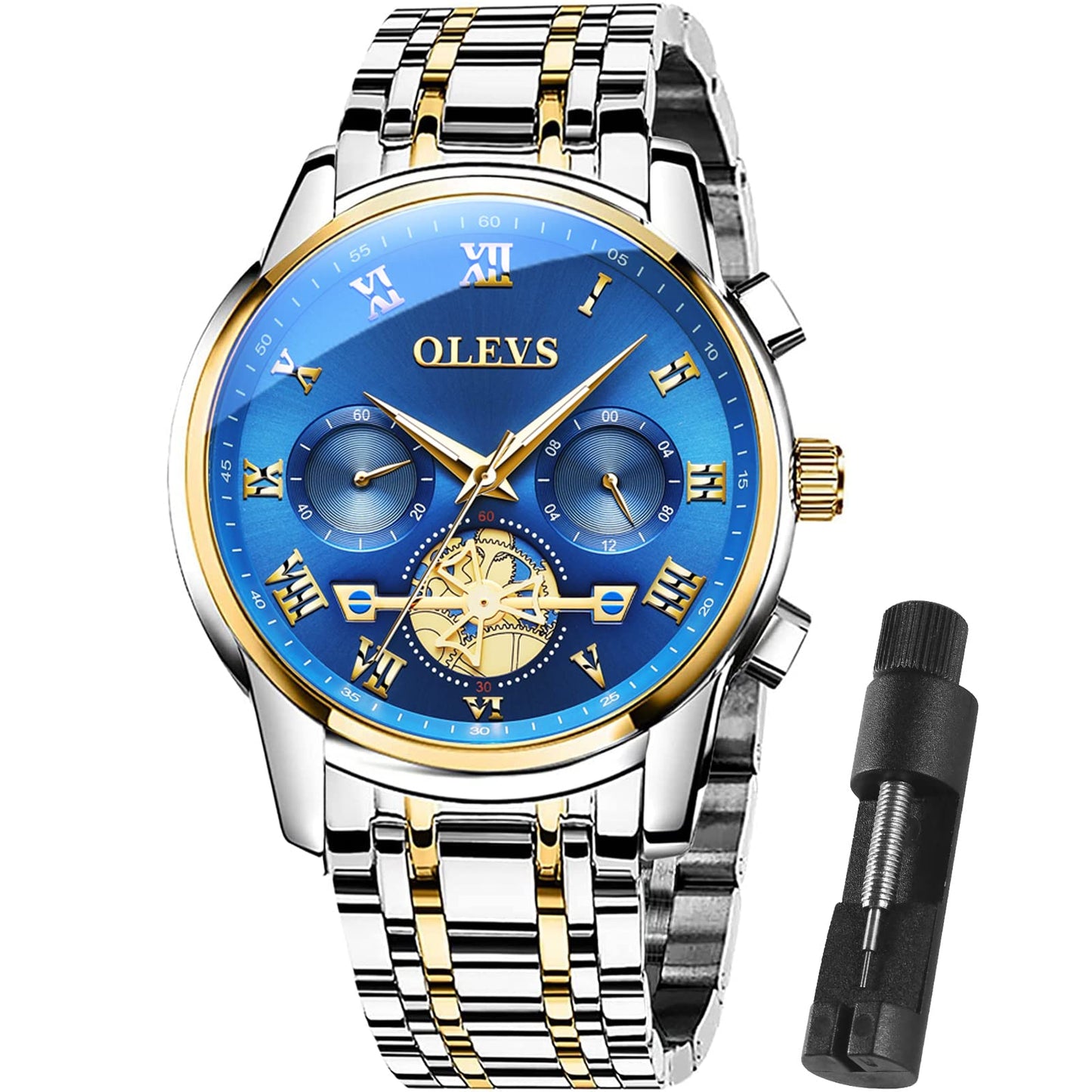 HOTOLEVS Men Multifunction Watch, Multi Dial Waterproof Luminous Chronograph Men's Watch with Date Gift for Men,Stainless Steel Watches for Men,Classic Men Wrist Watch