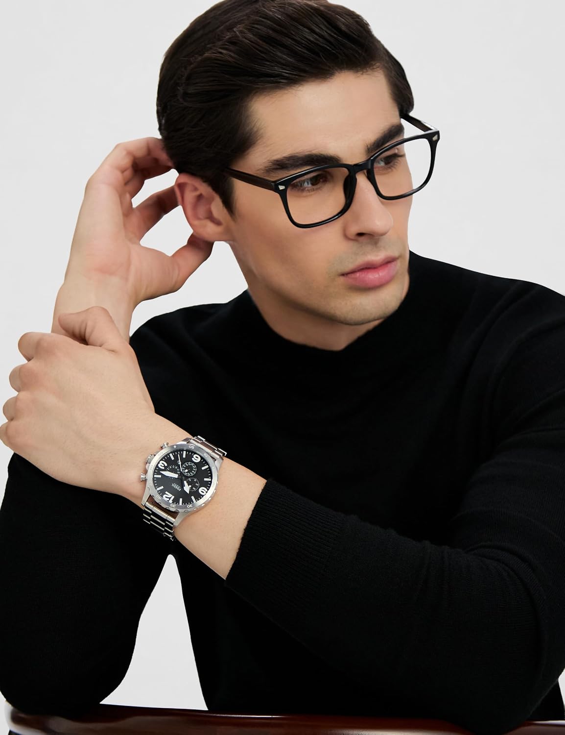 HOTFossil Men's Nate Quartz Watch, Oversized Stainless Steel Chronograph Watch for Men