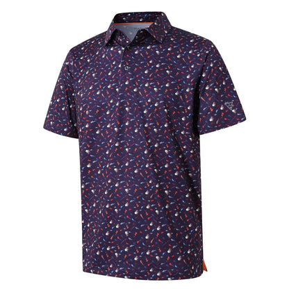 HOTGolf Shirts for Men Dry Fit Short Sleeve Print Performance Moisture Wicking Polo Shirt
