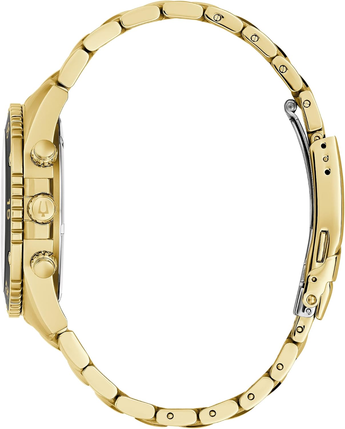 HOTBulova Men's Marine Star Gold Chronograph Stainless Steel Watch, Black Dial Style: 98B406