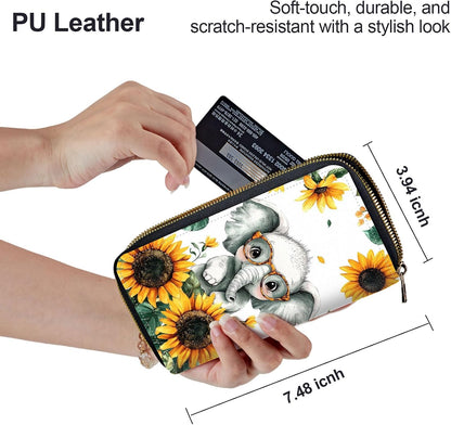 HOTCute Wallets for Women Girls, Large Capacity PU Leather RFID Blocking Clutch Purse with Wristlet