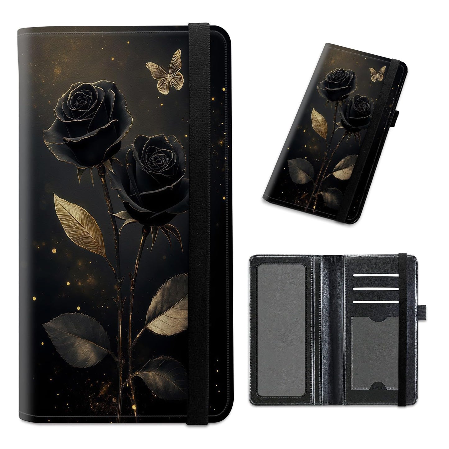 HOTCheckbook Cover for Personal Checkbook Leather Check Book Covers for Women Men with RFID Blocking Multi Card Slots Lightweight Compact Wallet, Retro Music Note