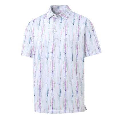 HOTGolf Shirts for Men Dry Fit Short Sleeve Print Performance Moisture Wicking Polo Shirt