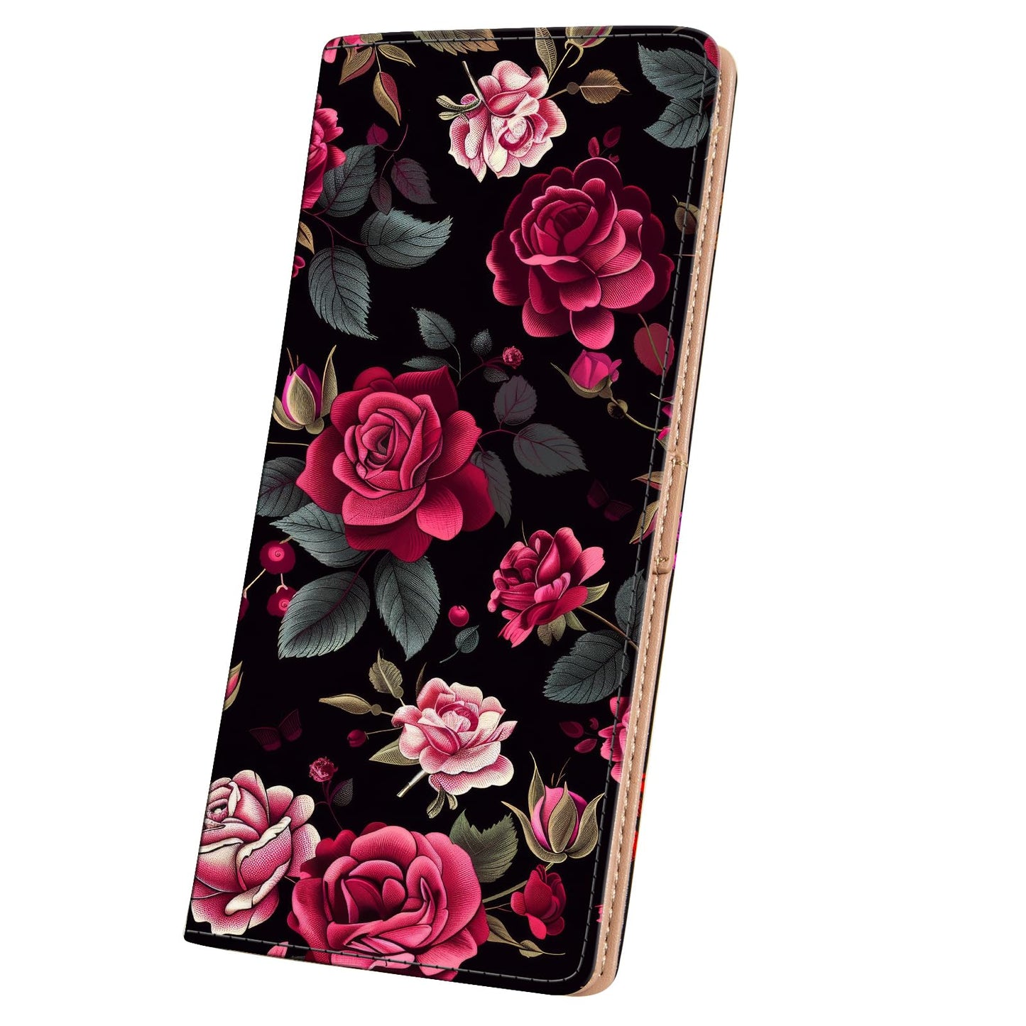 HOTWallets for Women RFID Wallet Cute Girls Ultra Slim Compact Clutch Long Credit Card Holder Floral Travel Wallet personalized Coin Pocket (Rose Skull)
