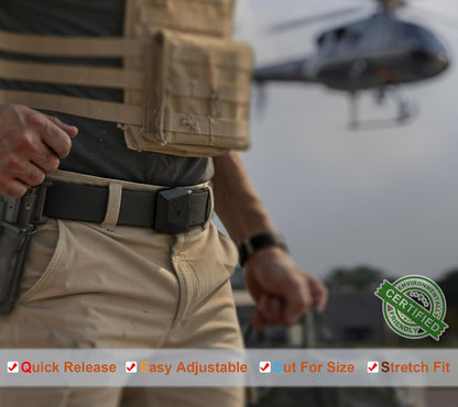 HOTBULLIANT Stretch Tactical Web Belt For Men-Trimmable 1.5"-Adjustable Fit | Smooth Sliding | Adjustable for Precise Fit | Tailored Size | Rugged Nylon for Heavy Duty, Hiking, Hunting