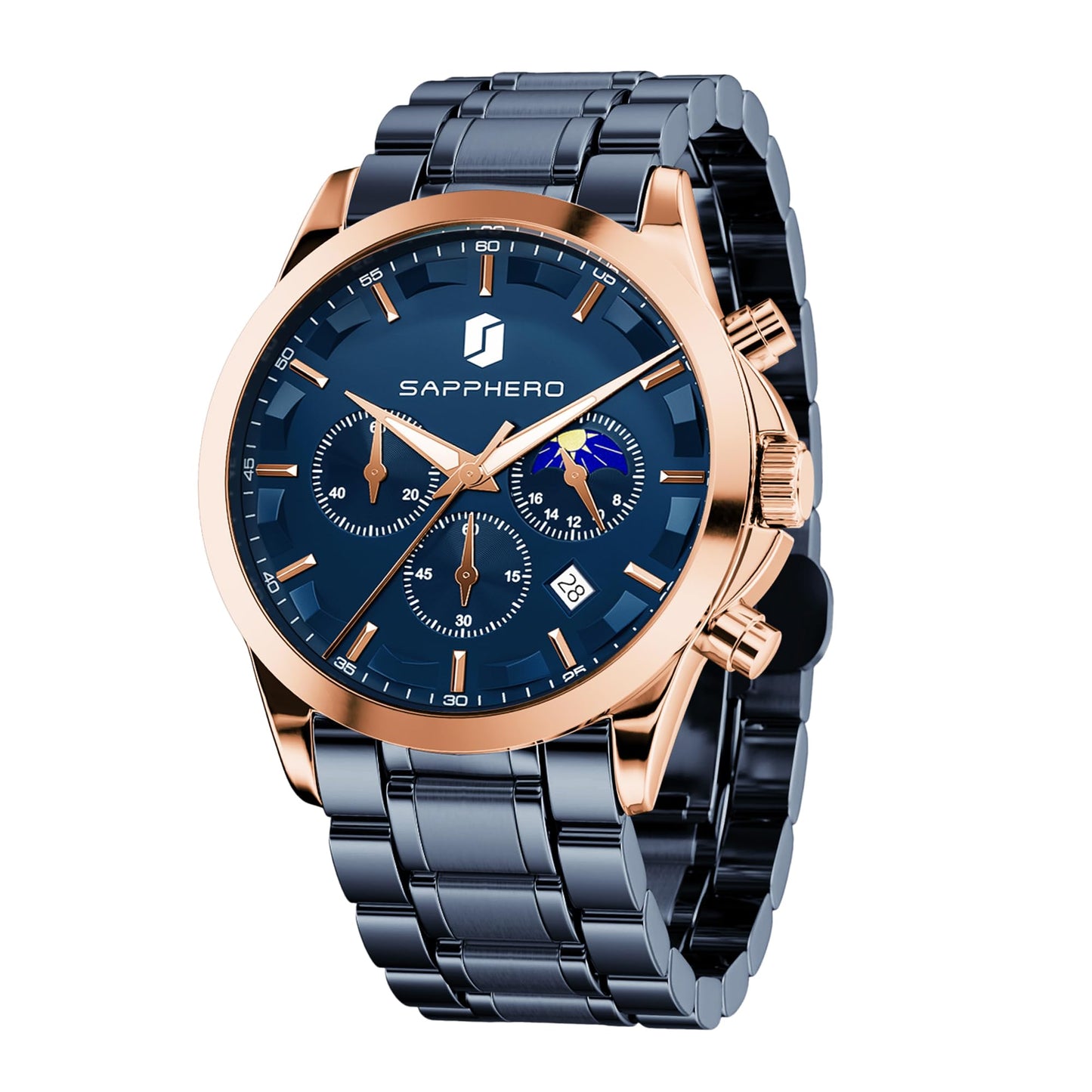 HOTBENYAR Mens Watches Analog Quartz Chronograph Waterproof Wrist Watches for Men Fashion Business Work Casual Sport Designer Dress Watch with Calendar Elegant Gifts for Men