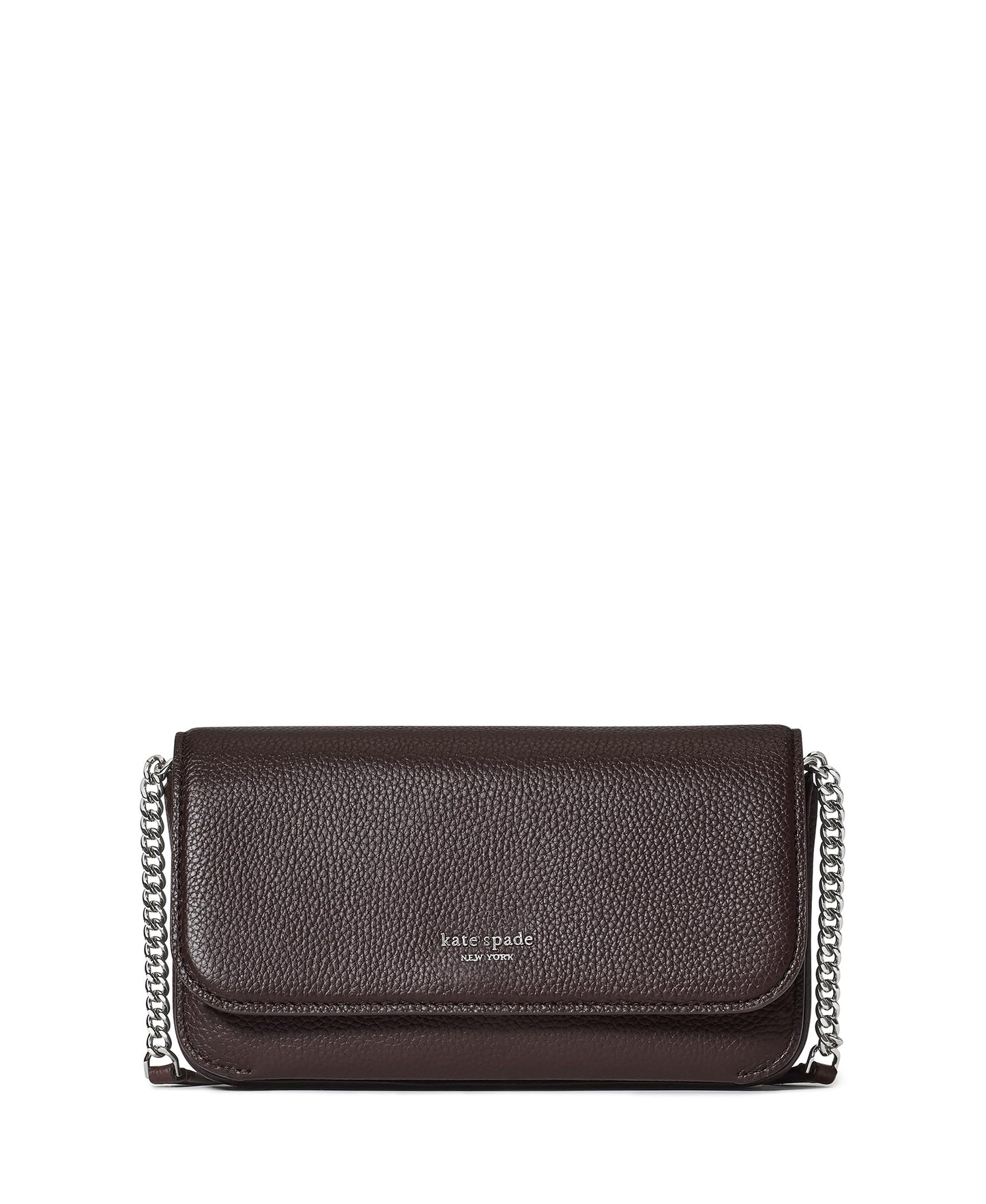 HOTkate spade new york Ava Pebbled Leather Flap Chain Wallet, Black