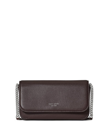 HOTkate spade new york Ava Pebbled Leather Flap Chain Wallet, Black