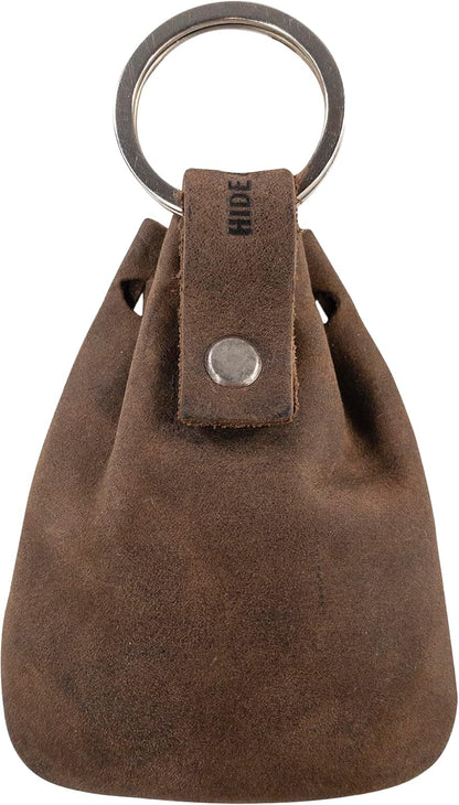 HOTHide & Drink, Mini Medieval Pouch Keychain, Tiny Bag with Keyring, Coin Organizer, Coin Pouch, Full Grain Leather, Handmade
