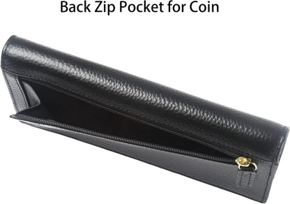 HOTLavemi Ultra Slim Thin Leather Women Wallet RFID Blocking Credit Card Holder Bifold Long Ladies Billfold