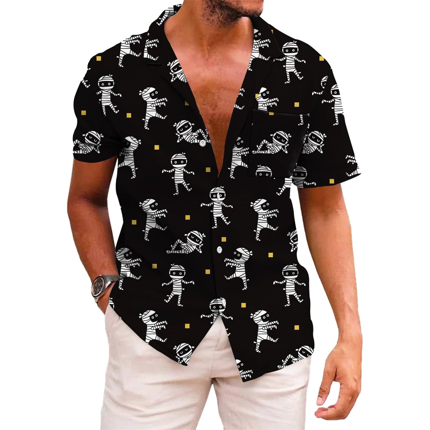 HOTKYKU Funky Hawaiian Shirt for Men Palm Beach Shirts Tropical Vacation Clothes
