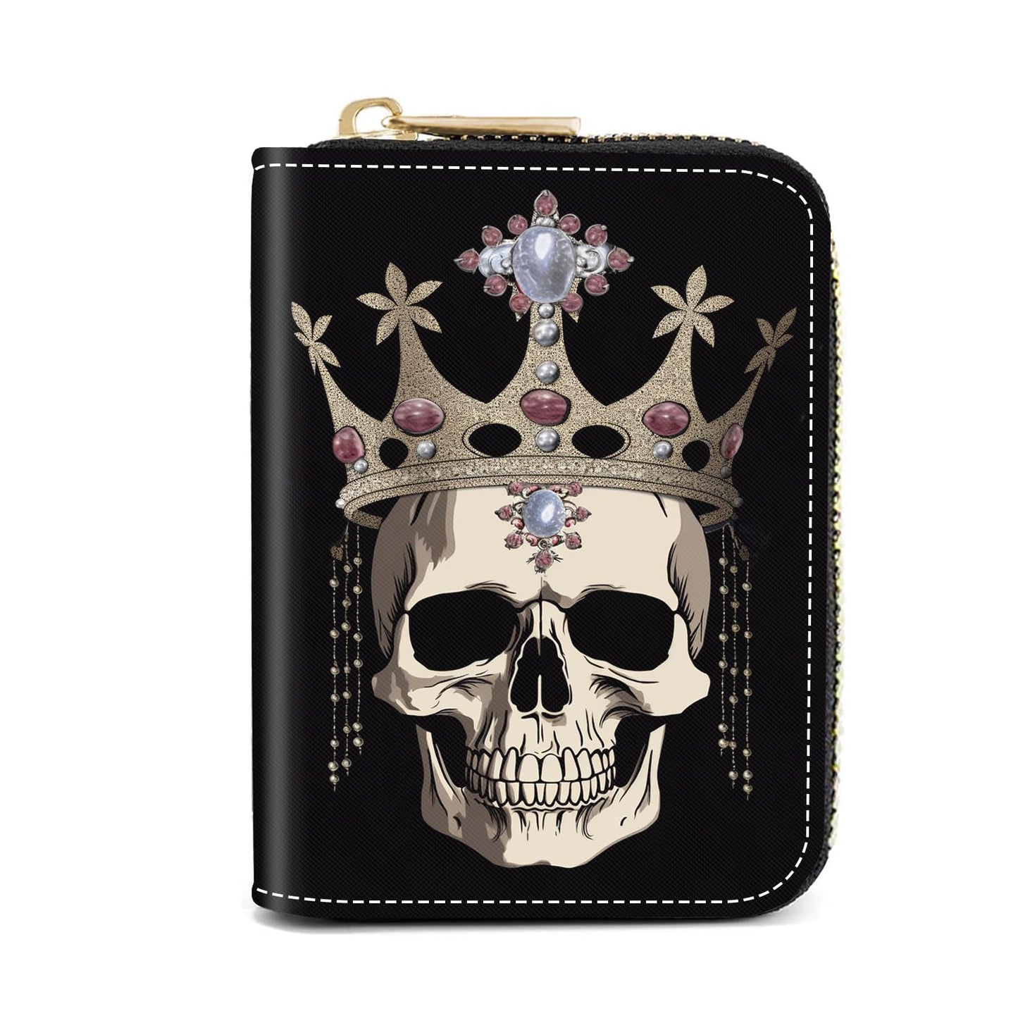 HOTCredit Card Holder Wallets for Women, Slim Leather Card Holder Wallet, Credit Card Wallet Organizer, Pocket Business Card Case with Zipper, Elephants and Flowers Under the Moon