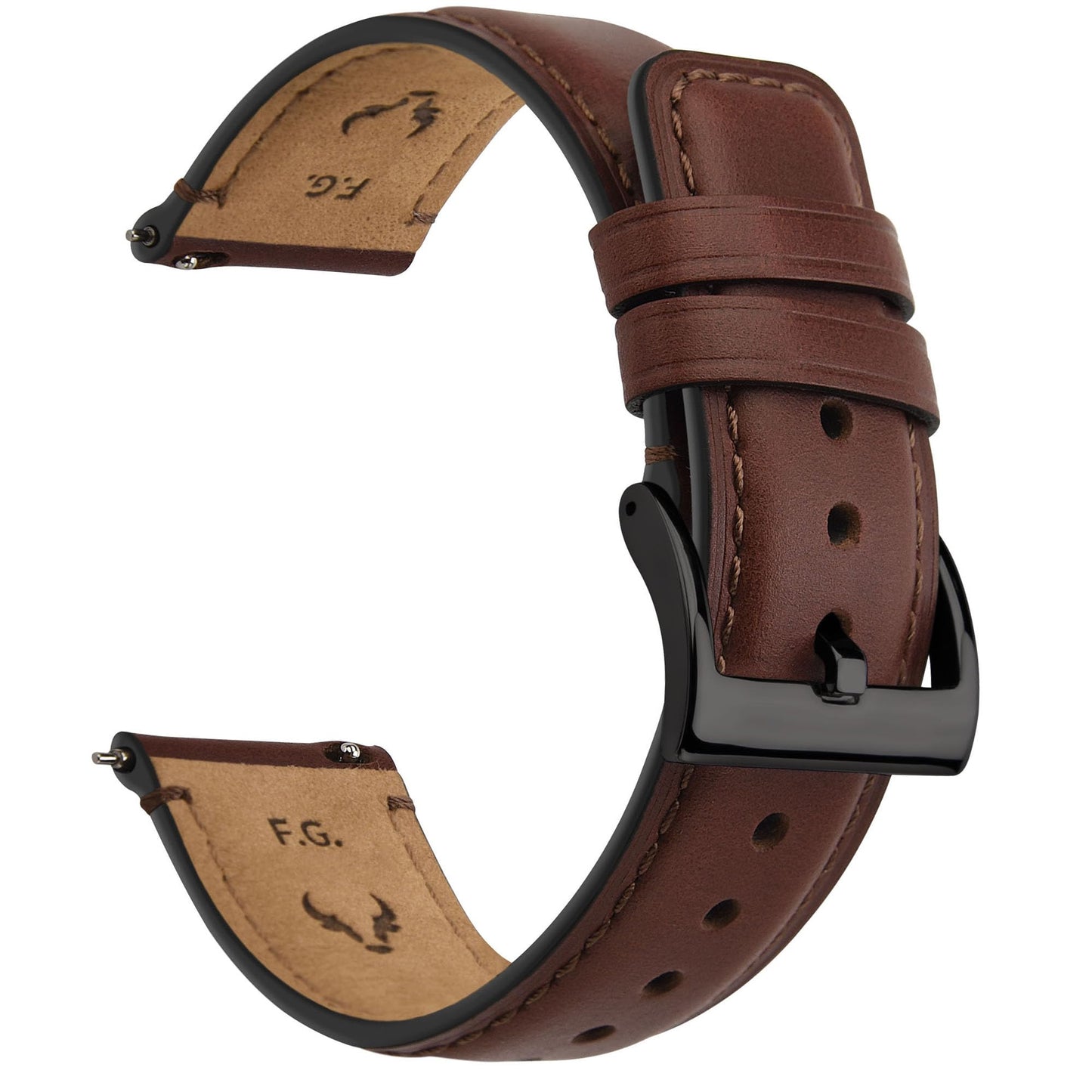 HOTFullmosa Leather Watch Bands for Men, 18mm 19mm 20mm 21mm 22mm 24mm 26mm Quick Release Watch Bands Strap - Burnished Band Vintage Wristband with Stainless Steel Metal Clasp