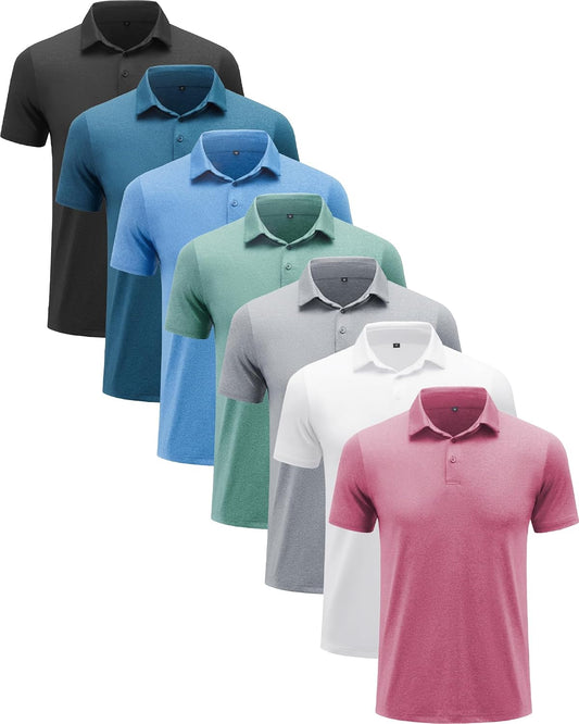 HOTBALENNZ Polo Shirts for Men Short Sleeve Mens Golf Polo Quick Dry | Summer Moisture Wicking Golf Shirt Sweat Resistant, Collared Athletic Casual Work Basic, Multi Scene Sports & Office Apparel
