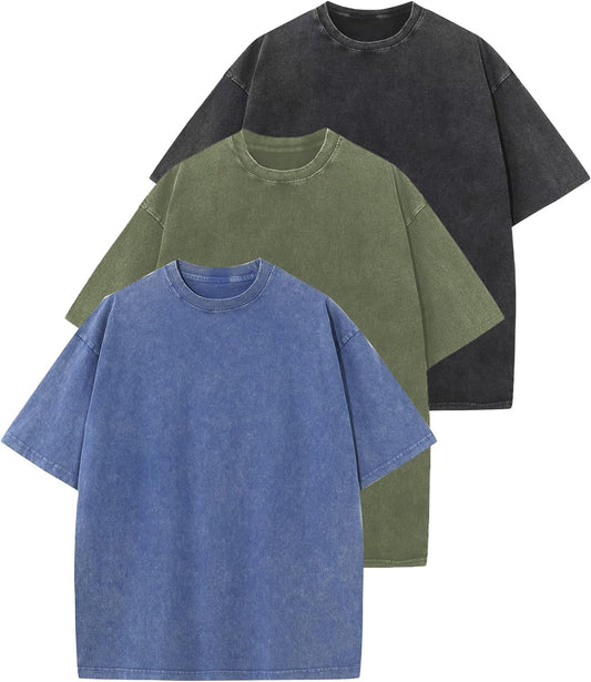 HOTArssm Men Oversized T Shirts Vintage Tee Loose Fit Short Sleeve Casual Streetwear Baggy Washed Unisex Tops