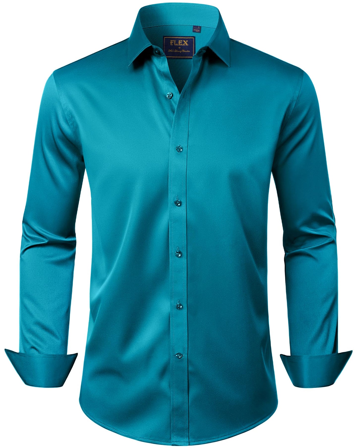 HOTJ.VER Men's Dress Shirts Solid Long Sleeve Stretch Wrinkle-Free Formal Shirt Business Casual Button Down Shirts