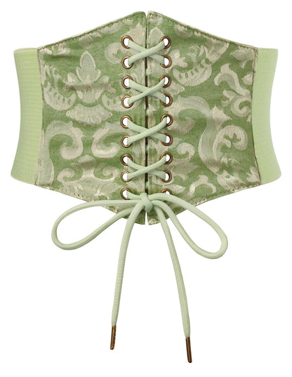 HOTScarlet Darkness Renaissance Corset Belt Lace-up Tied Waspie Wide Elastic Waist Belts for Women