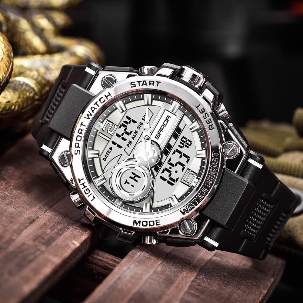 HOTKXAITO Men's Watches Sports Outdoor Waterproof Military Watch Date Multi Function Tactics LED Alarm Stopwatch