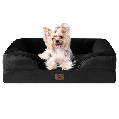 HOTEHEYCIGA Orthopedic Dog Beds for Extra Large Dogs 44x32Inch, Polyurethane Foam XL Pet Bed with Sides, Non-Slip and Egg-Crate Foam Big Dog Couch Bed with Washable Removable Cover, Grey
