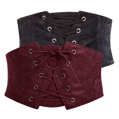 HOTGRACE KARIN Women's Elastic Wide Waist Belt Renaissance Pirate Corset Cinch Belt Cosplay Costume with Press Button