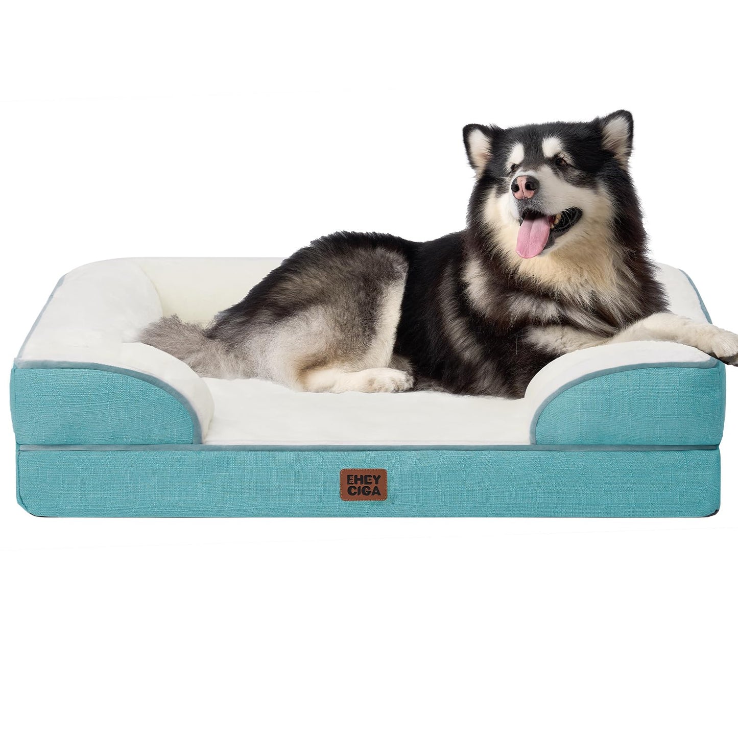 HOTEHEYCIGA Orthopedic Dog Beds for Extra Large Dogs 44x32Inch, Polyurethane Foam XL Pet Bed with Sides, Non-Slip and Egg-Crate Foam Big Dog Couch Bed with Washable Removable Cover, Grey