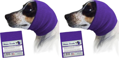 HOTHappy Hoodie The Original Dog & Cat Calming Band - American Brand - Anxiety Relief/Noise Protection - Grooming - Thunder - Fireworks (Black) - Since 2008, Large (Pack of 2)